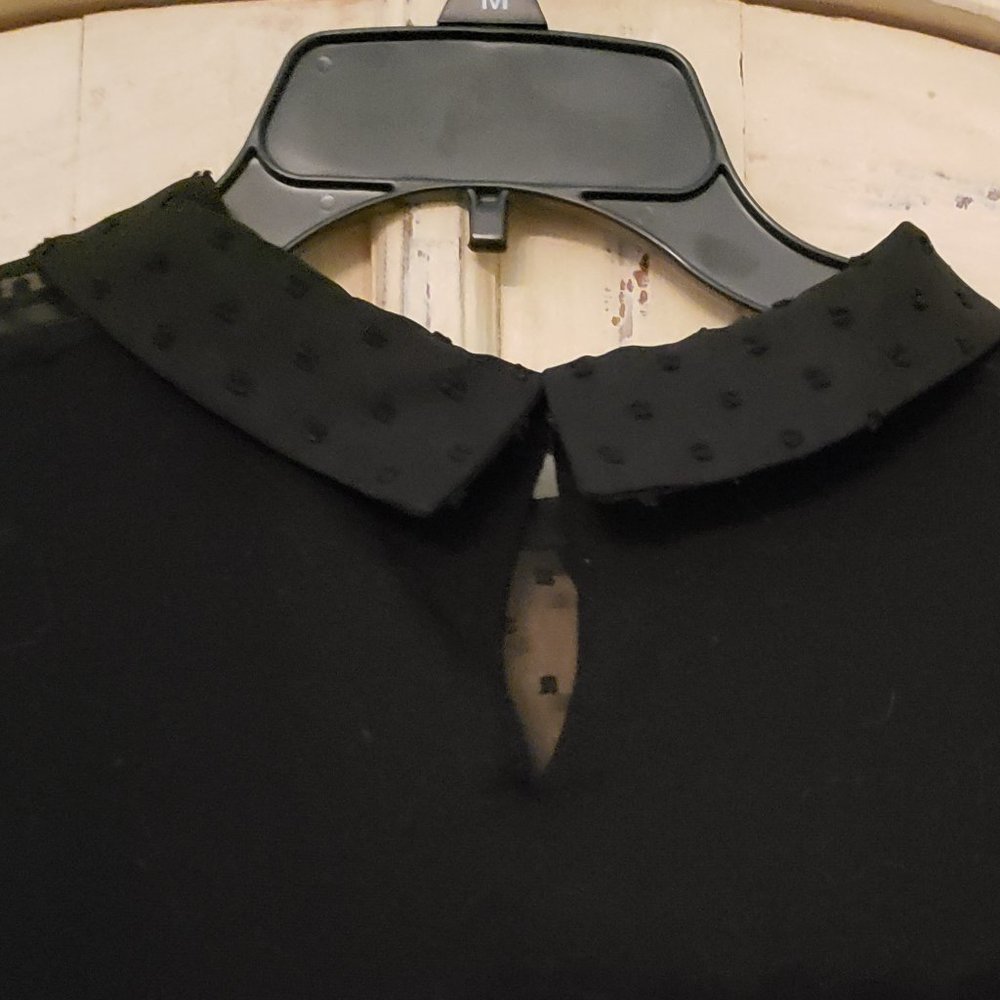 Adrianna Papell short sleeve knit sweater with sheer dot textured chiffon - Picture 9 of 16